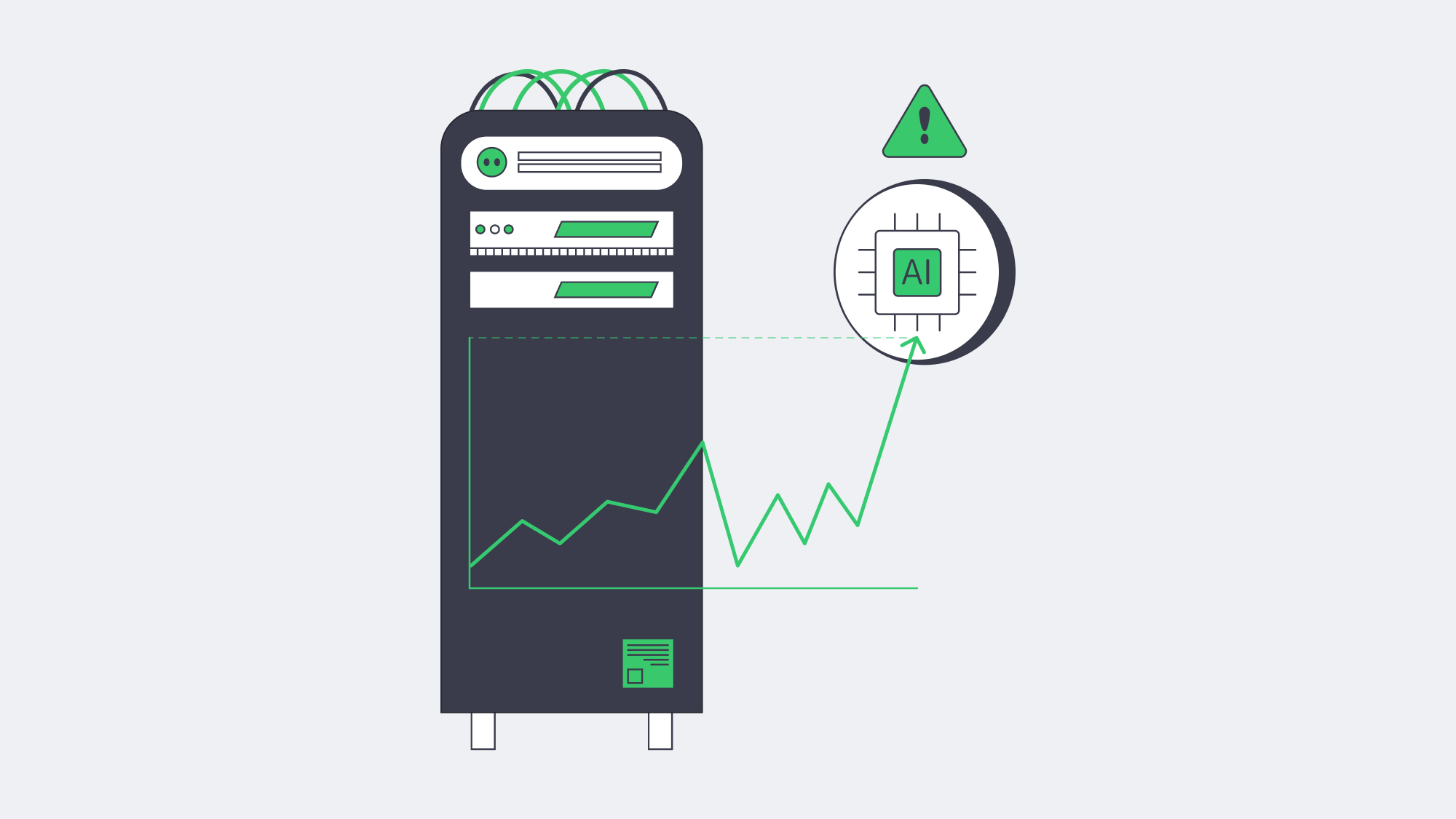 AI chip highlights anomaly spike on server metrics.