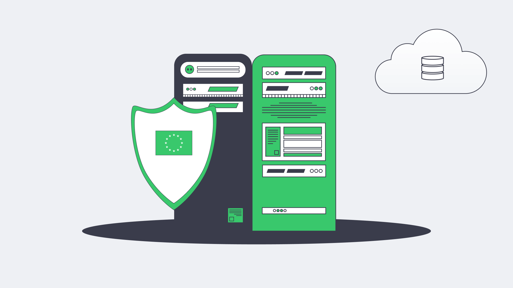 Guarded EU server rack symbolizing data sovereignty