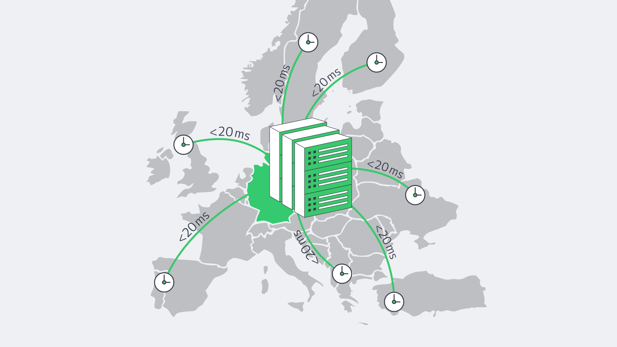 Illustration of German map pin combining low cost and maximum speed