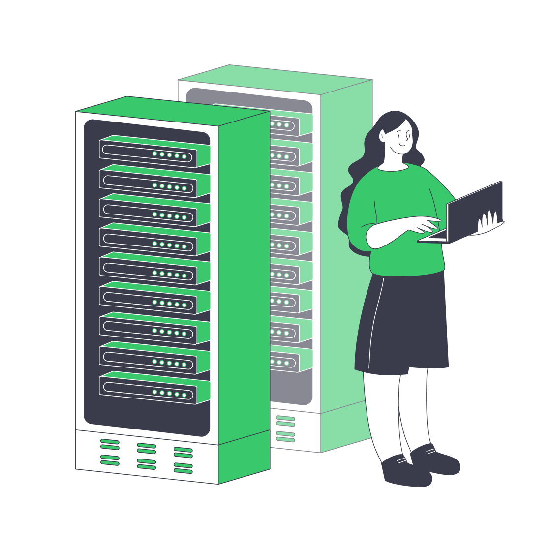 Illustration of a server rack, symbolizing the gold standard of dedicated server reliability