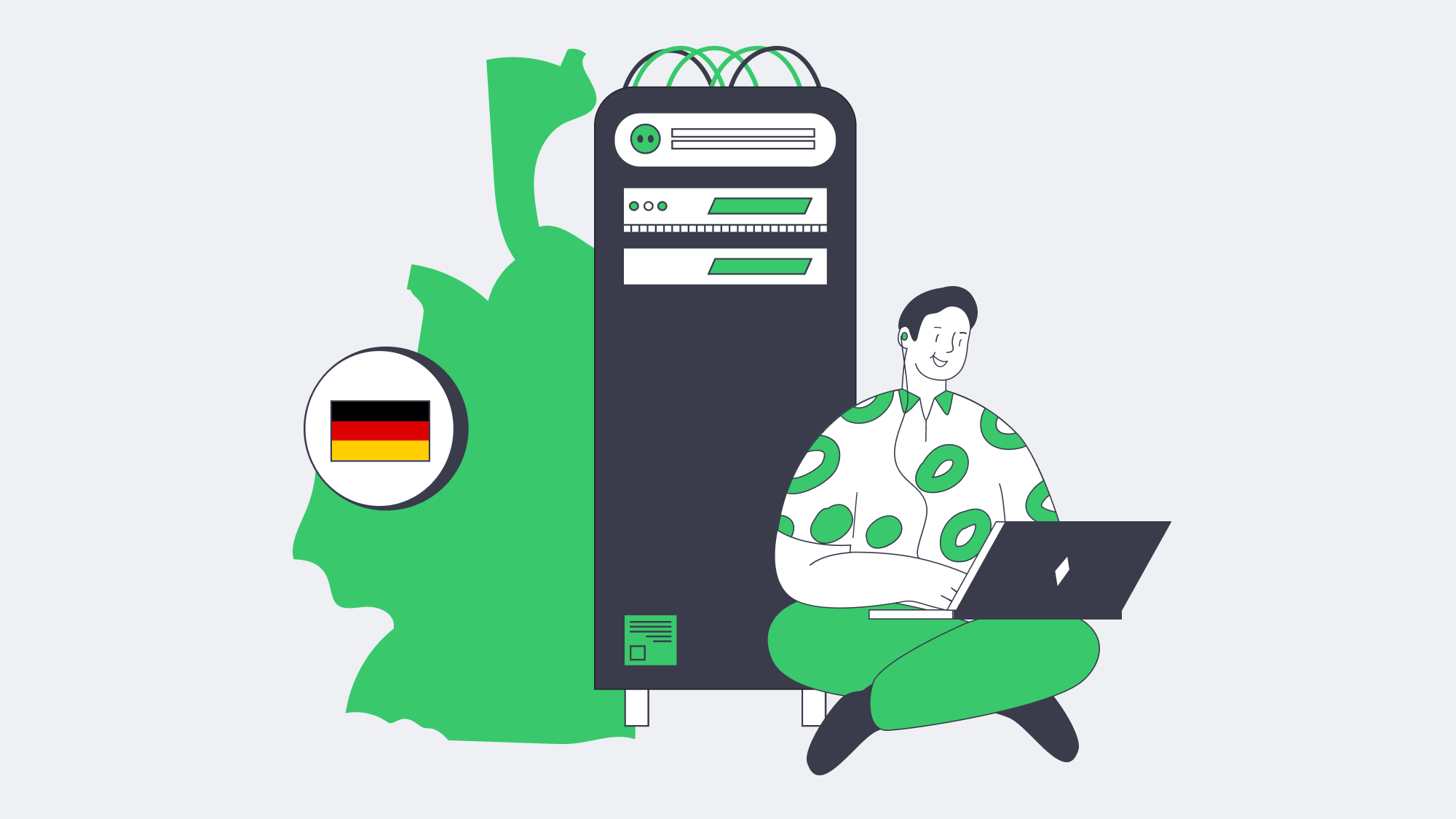 Illustration of IaC auto‑deploying servers into Germany