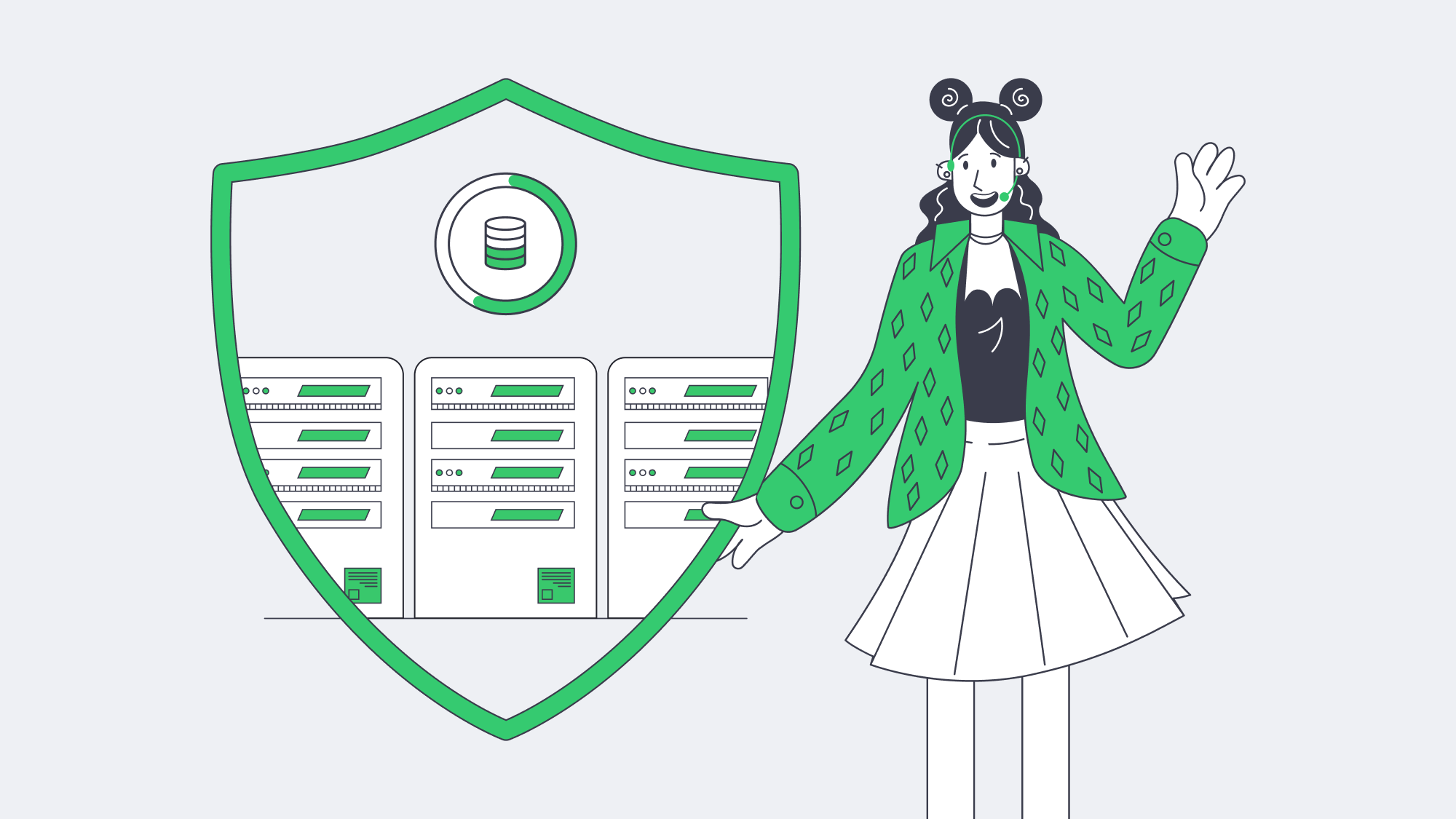 Locked, high‑speed dedicated server racks