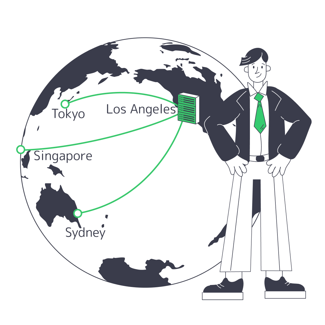 Los Angeles data center linking fiber routes to Tokyo, Singapore, and Sydney