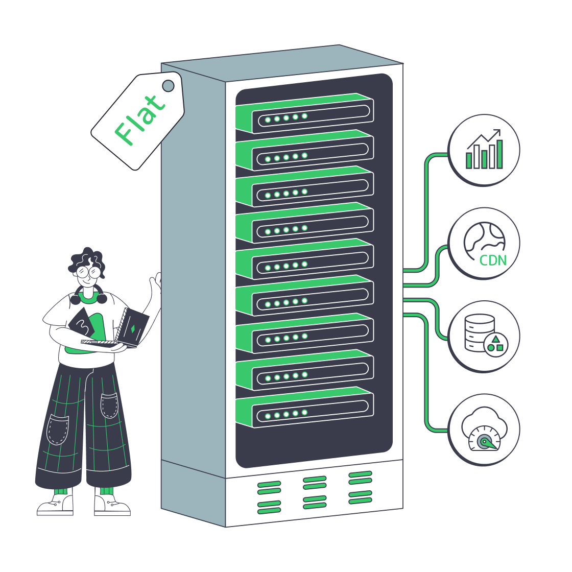 Dedicated servers and CDN icons depicting cost-efficient iGaming infrastructure