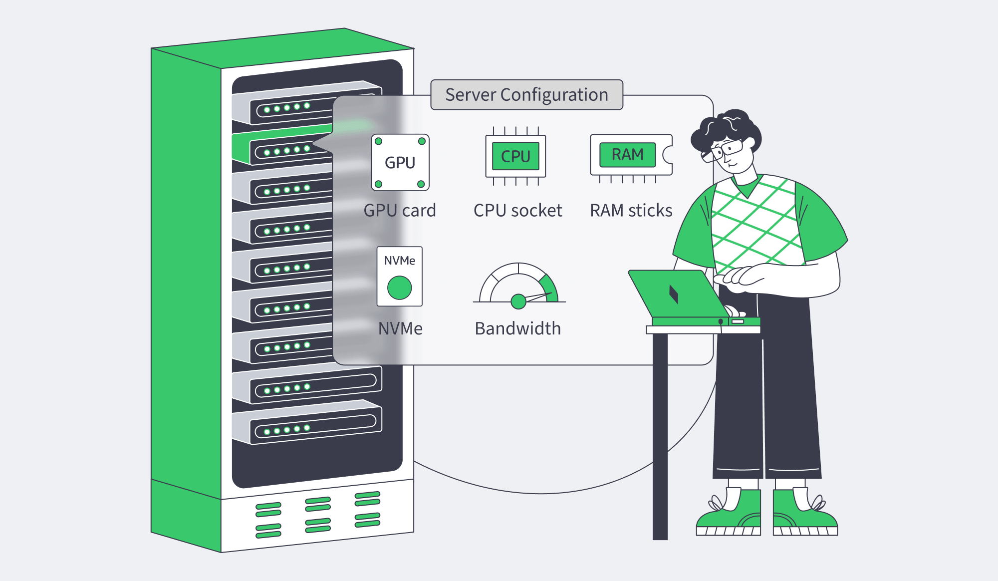 Engineer selecting GPU server components for production deployment