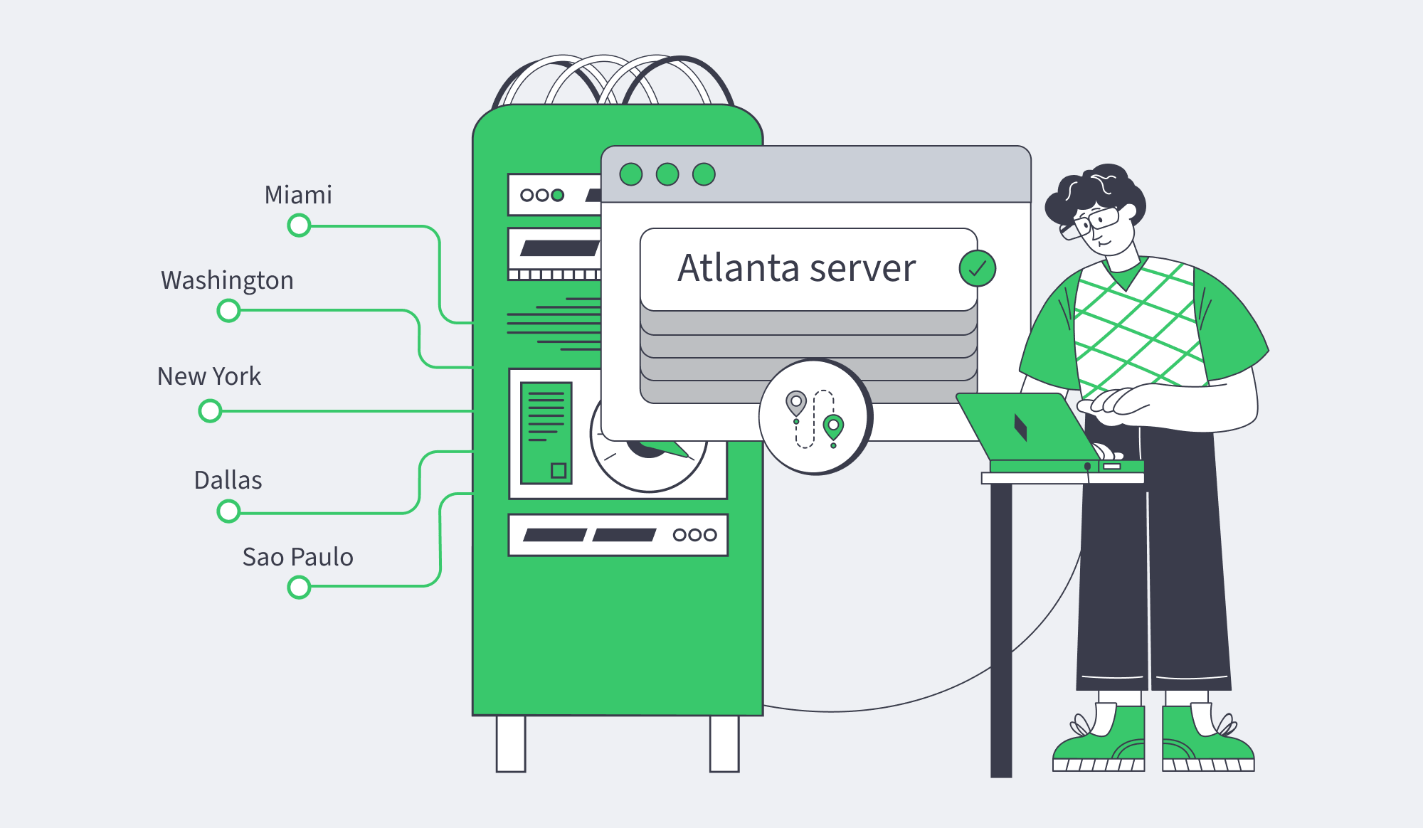 Atlanta server routing decision for Southeast workloads