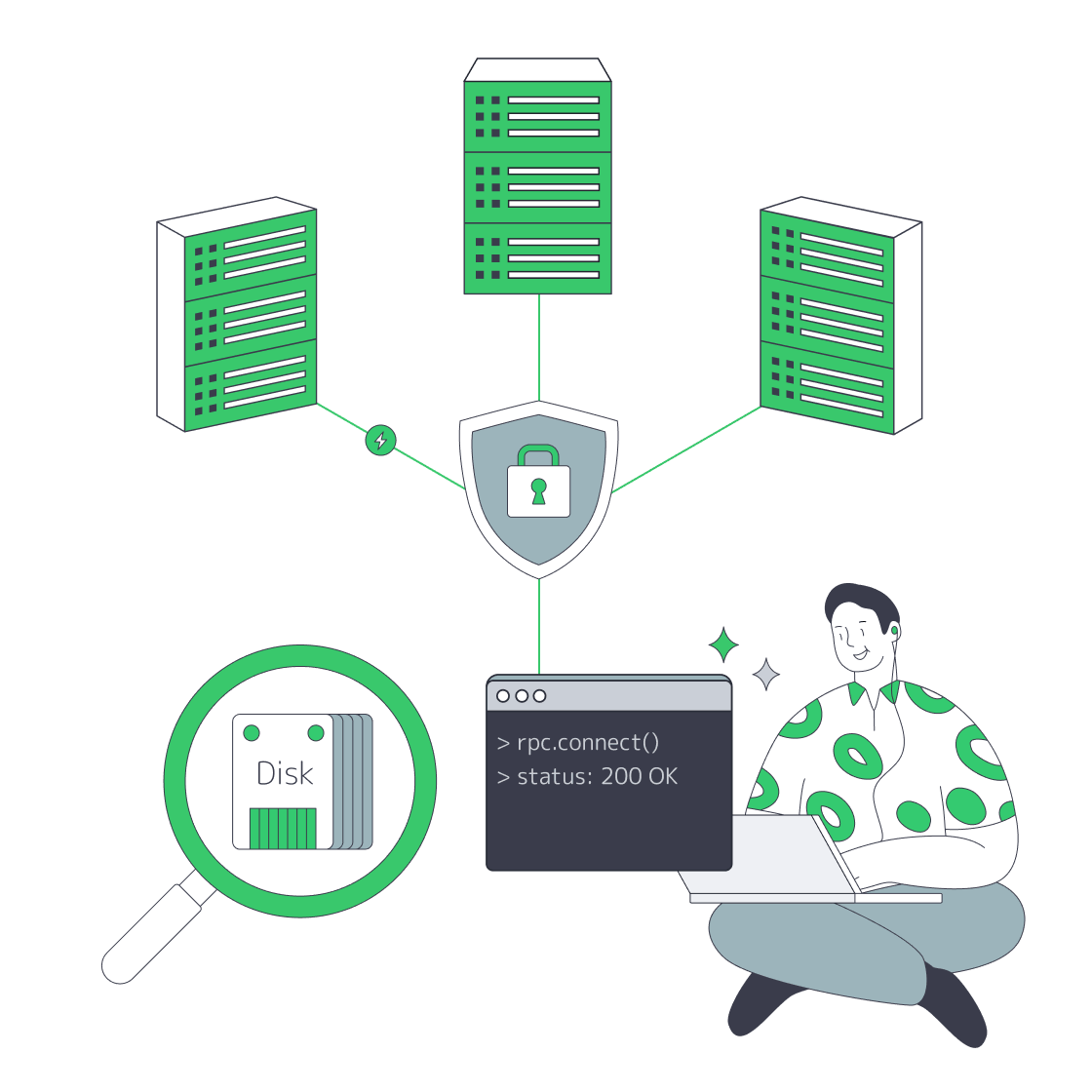 Operator checking Web3 servers, storage and an RPC connection